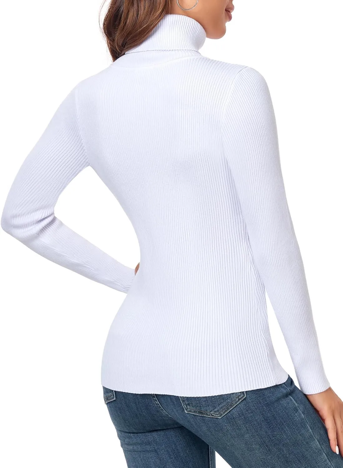 nine bull Womens Solid Basic Stretch Turtleneck Pullover Knit Sweater