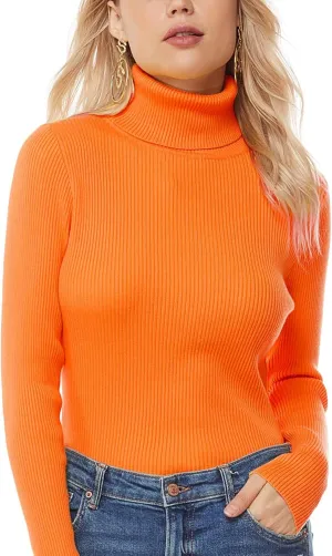 nine bull Womens Solid Basic Stretch Turtleneck Pullover Knit Sweater