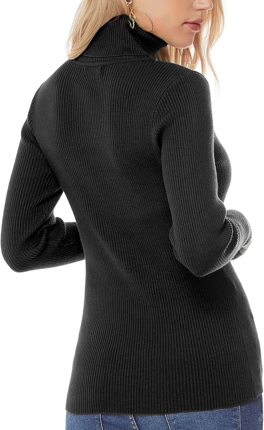 nine bull Womens Solid Basic Stretch Turtleneck Pullover Knit Sweater