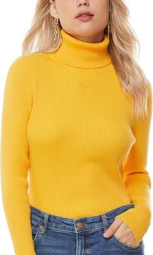 nine bull Womens Solid Basic Stretch Turtleneck Pullover Knit Sweater