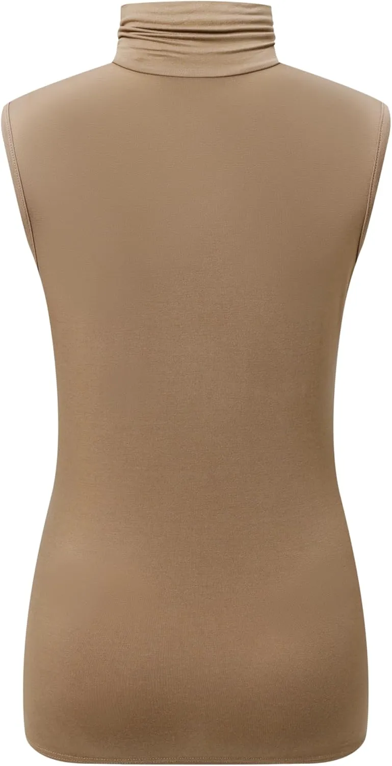 OThread & Co. Women's Sleeveless Turtleneck T-Shirt Basic Stretch Layer Comfy High Neck Tank Top