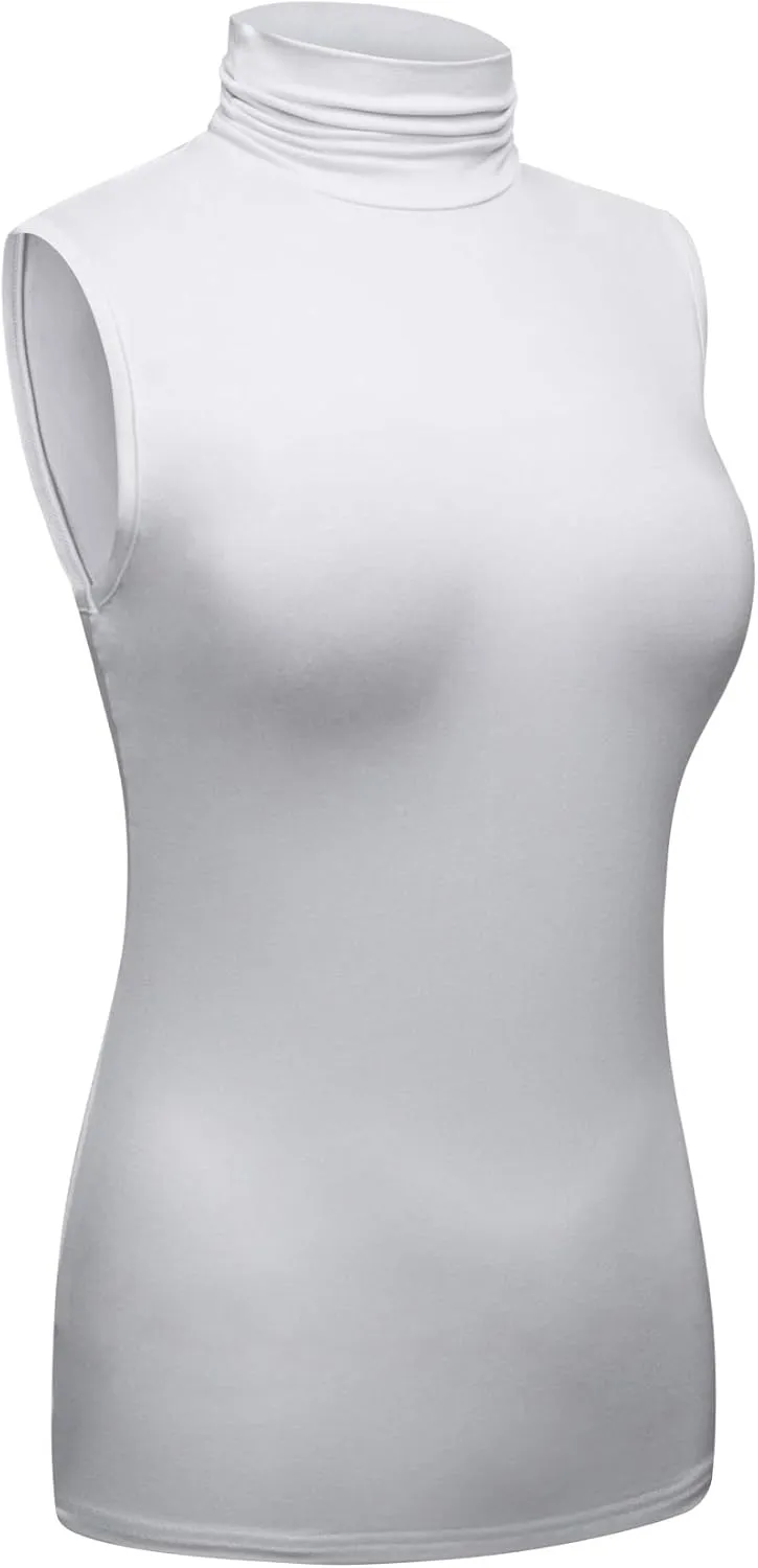 OThread & Co. Women's Sleeveless Turtleneck T-Shirt Basic Stretch Layer Comfy High Neck Tank Top