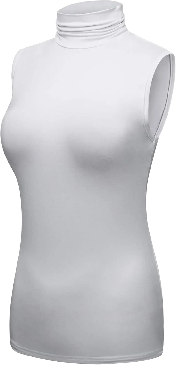 OThread & Co. Women's Sleeveless Turtleneck T-Shirt Basic Stretch Layer Comfy High Neck Tank Top