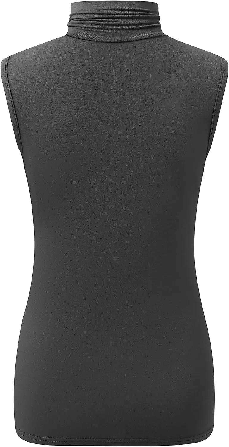 OThread & Co. Women's Sleeveless Turtleneck T-Shirt Basic Stretch Layer Comfy High Neck Tank Top