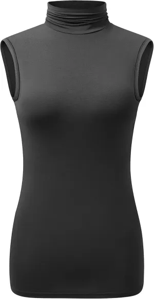 OThread & Co. Women's Sleeveless Turtleneck T-Shirt Basic Stretch Layer Comfy High Neck Tank Top