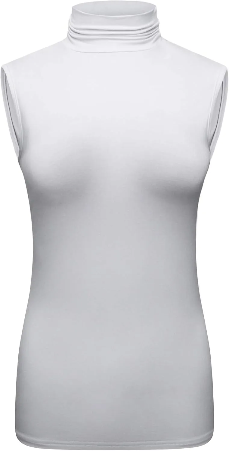 OThread & Co. Women's Sleeveless Turtleneck T-Shirt Basic Stretch Layer Comfy High Neck Tank Top