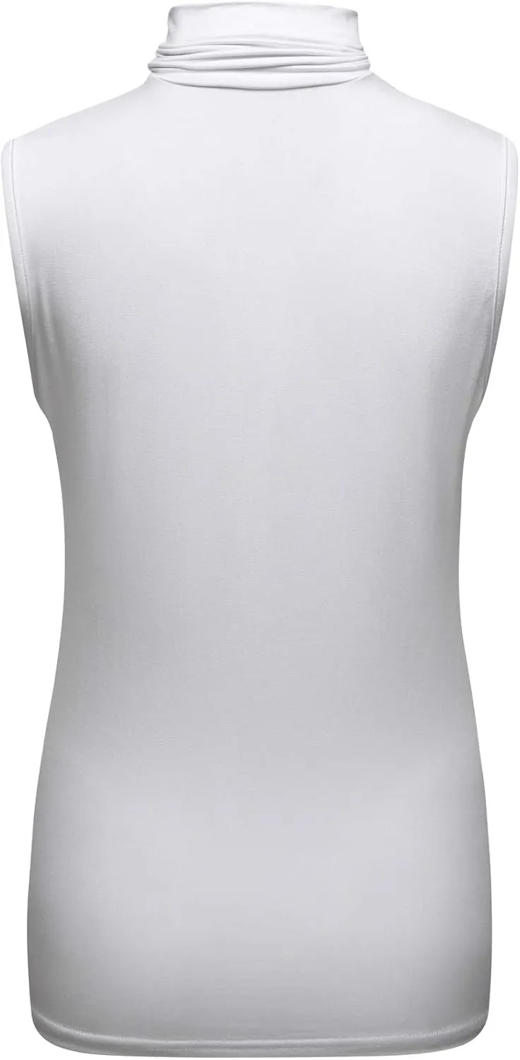 OThread & Co. Women's Sleeveless Turtleneck T-Shirt Basic Stretch Layer Comfy High Neck Tank Top