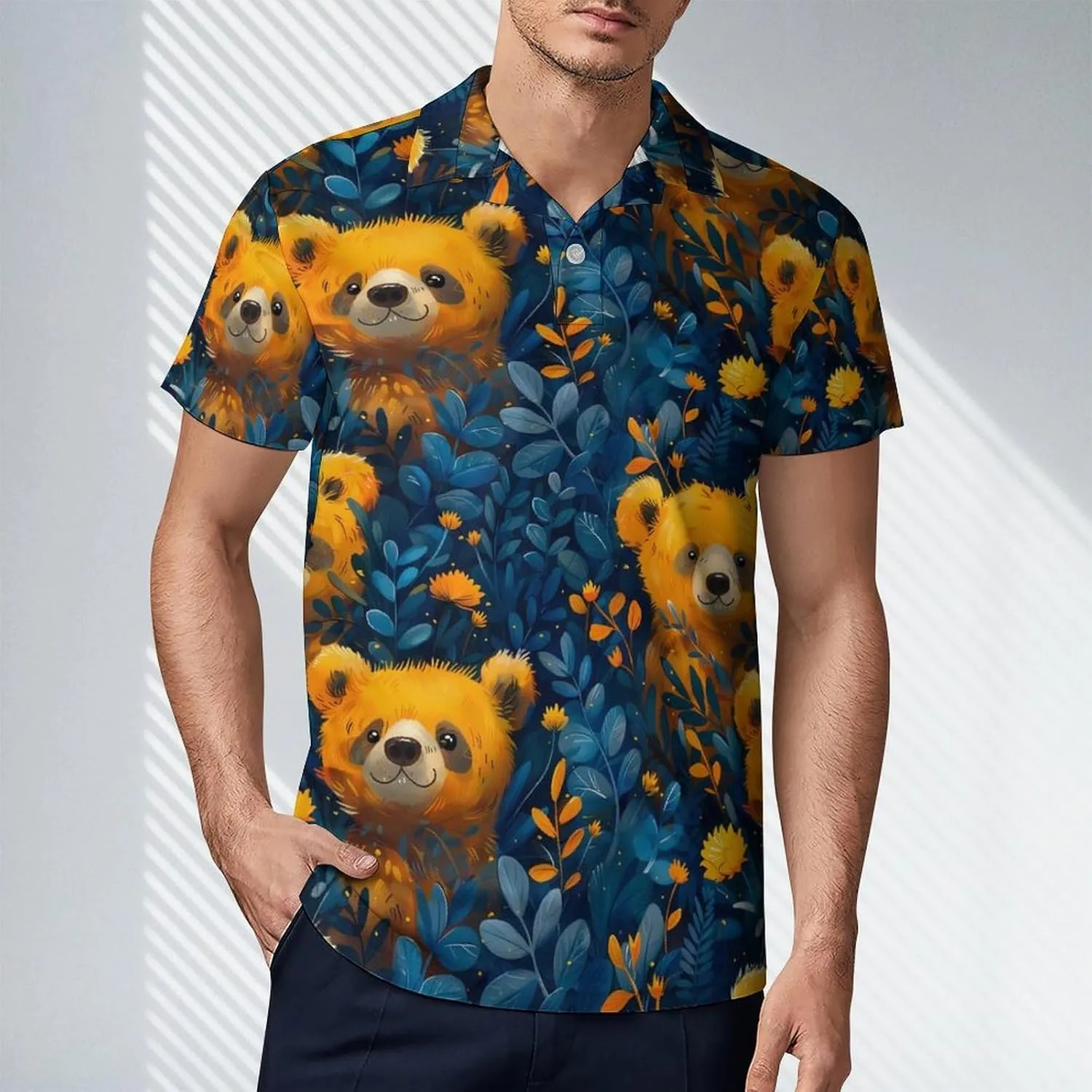 Owl Pattern Men's Short Sleeve Polo Shirts Regular-Fit Quick-Dry Casual Golf T-Shirts Summer Pullover Tennis T-Shirt Tops