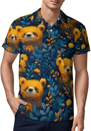 Owl Pattern Men's Short Sleeve Polo Shirts Regular-Fit Quick-Dry Casual Golf T-Shirts Summer Pullover Tennis T-Shirt Tops