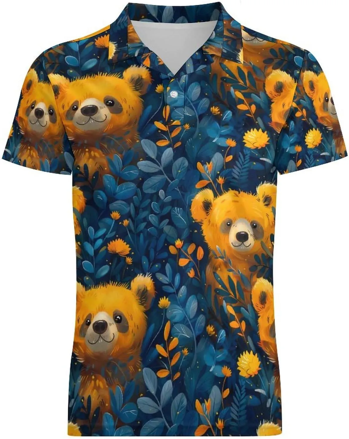 Owl Pattern Men's Short Sleeve Polo Shirts Regular-Fit Quick-Dry Casual Golf T-Shirts Summer Pullover Tennis T-Shirt Tops