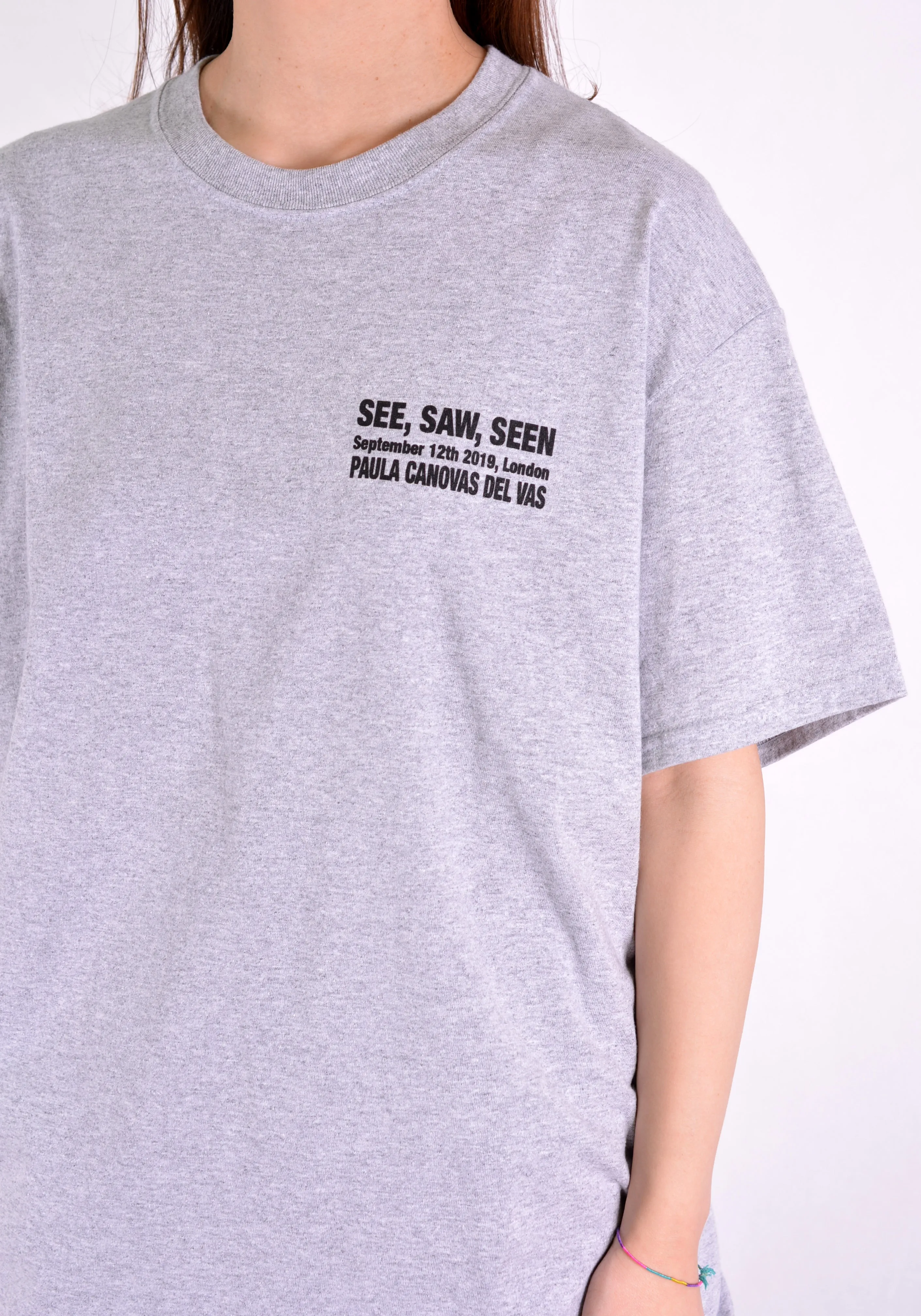 PAULA CANOVAS DEL VAS AT004 SHORT SLEEVE PRINTED T-SHIRT GREY