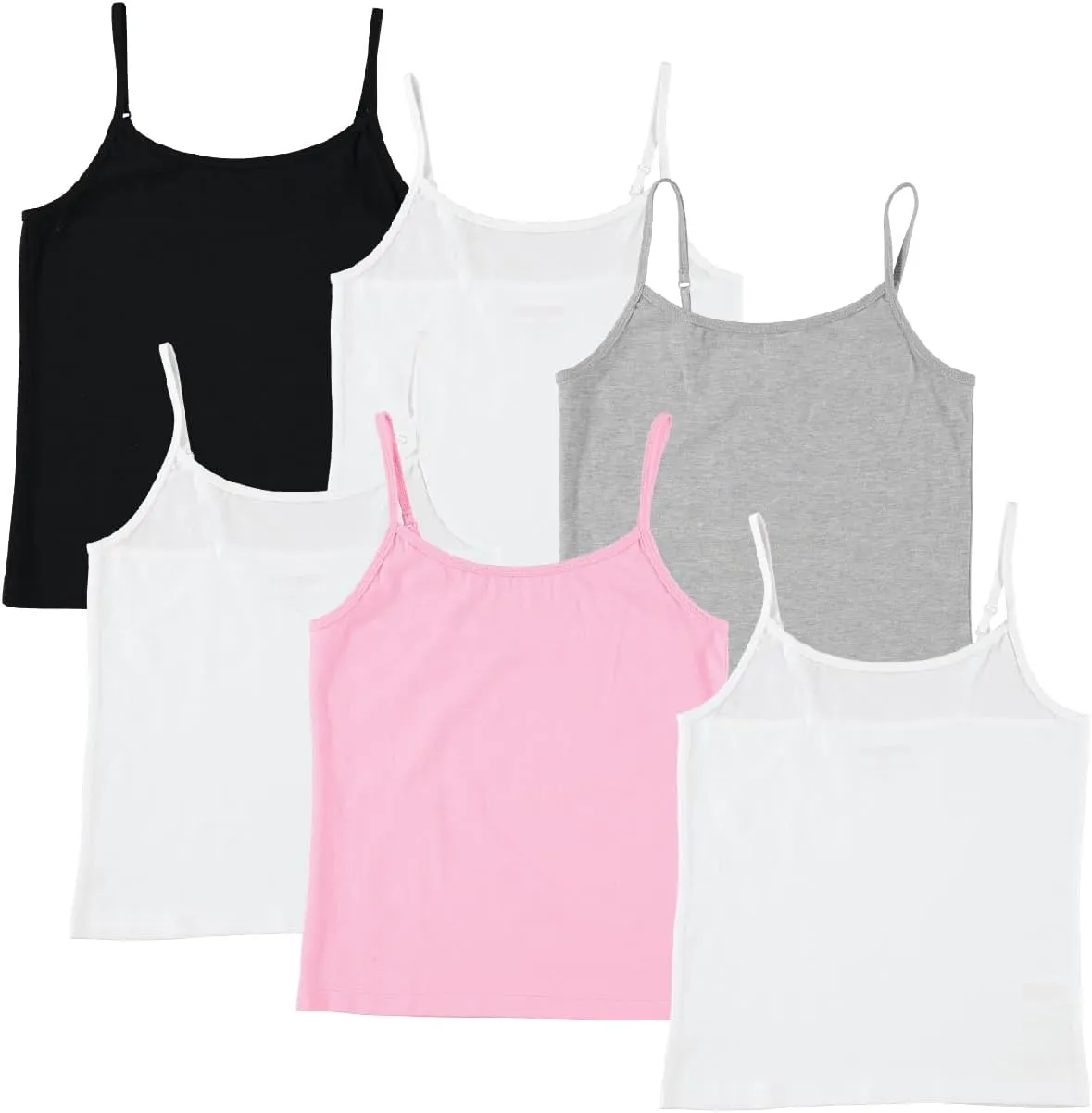 Pink Angel 6 Pack Girls Camisole Adjustable Straps