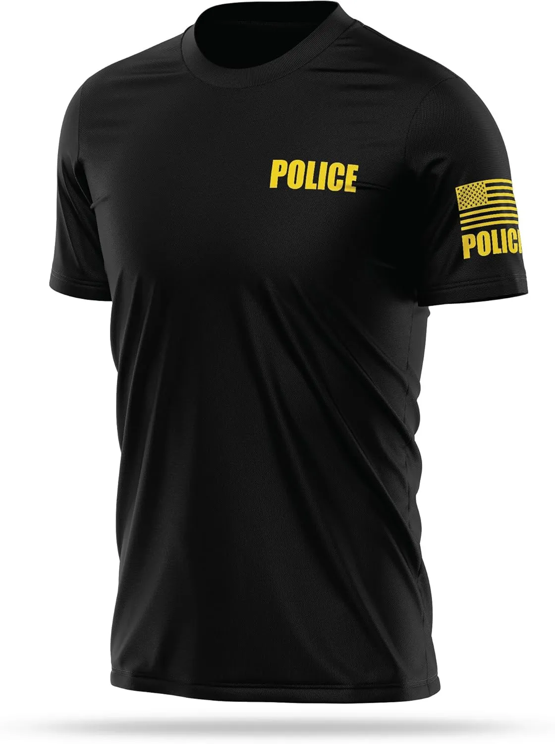 Police Utility Shirts for Men | USA Patriotic Lightweight Tee | Micro Polyester, Moisture-Wicking Quick-Dry Comfort.