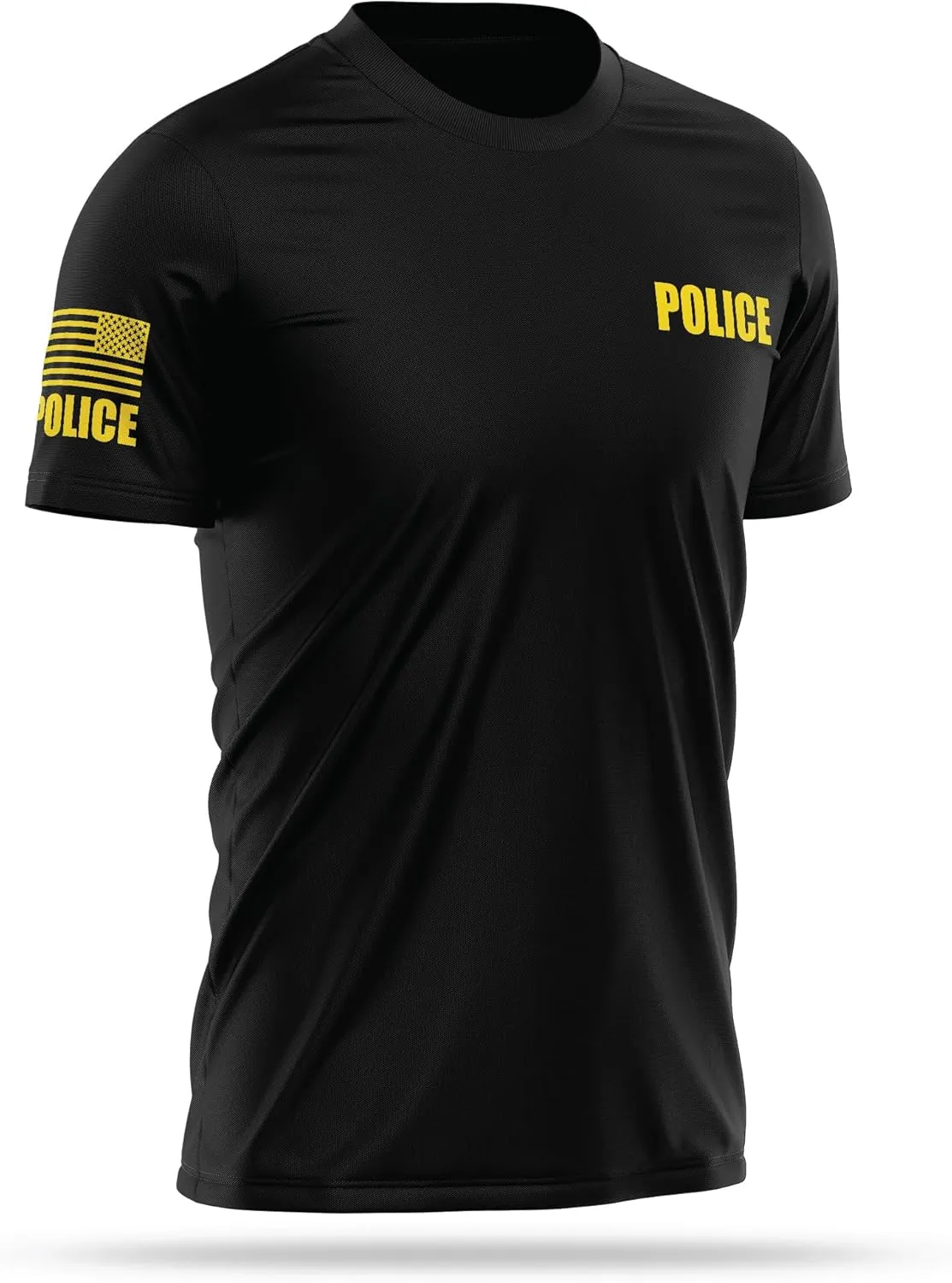 Police Utility Shirts for Men | USA Patriotic Lightweight Tee | Micro Polyester, Moisture-Wicking Quick-Dry Comfort.
