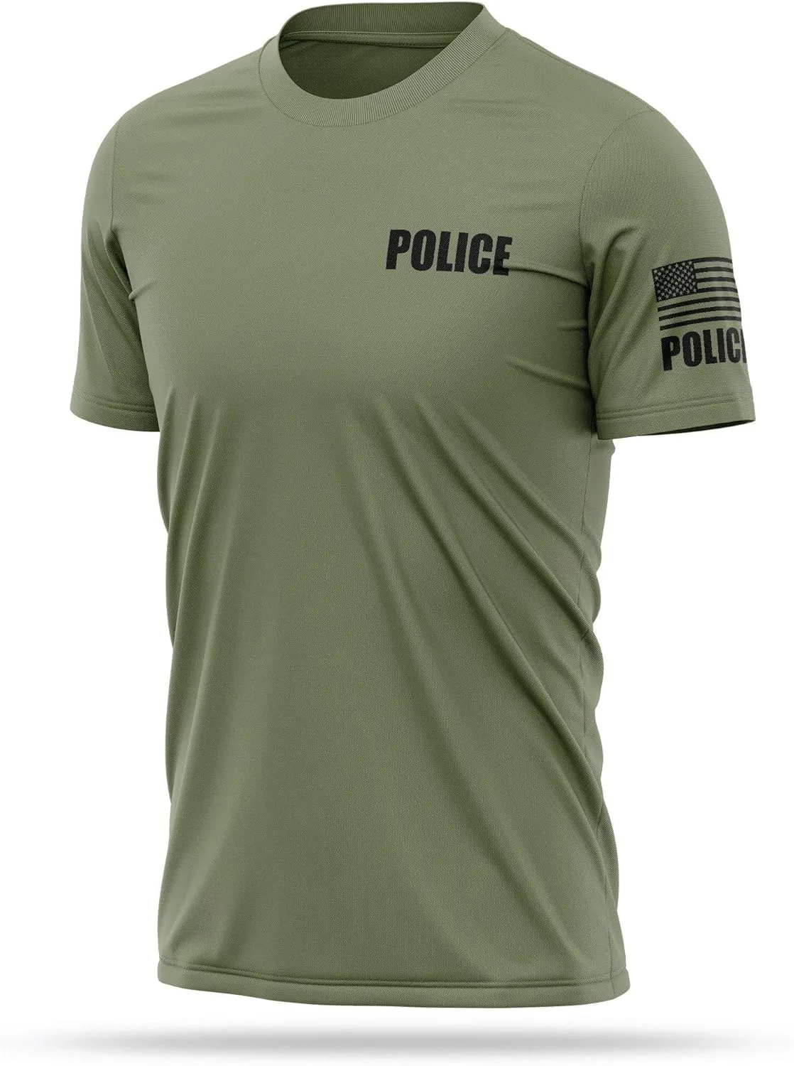Police Utility Shirts for Men | USA Patriotic Lightweight Tee | Micro Polyester, Moisture-Wicking Quick-Dry Comfort.