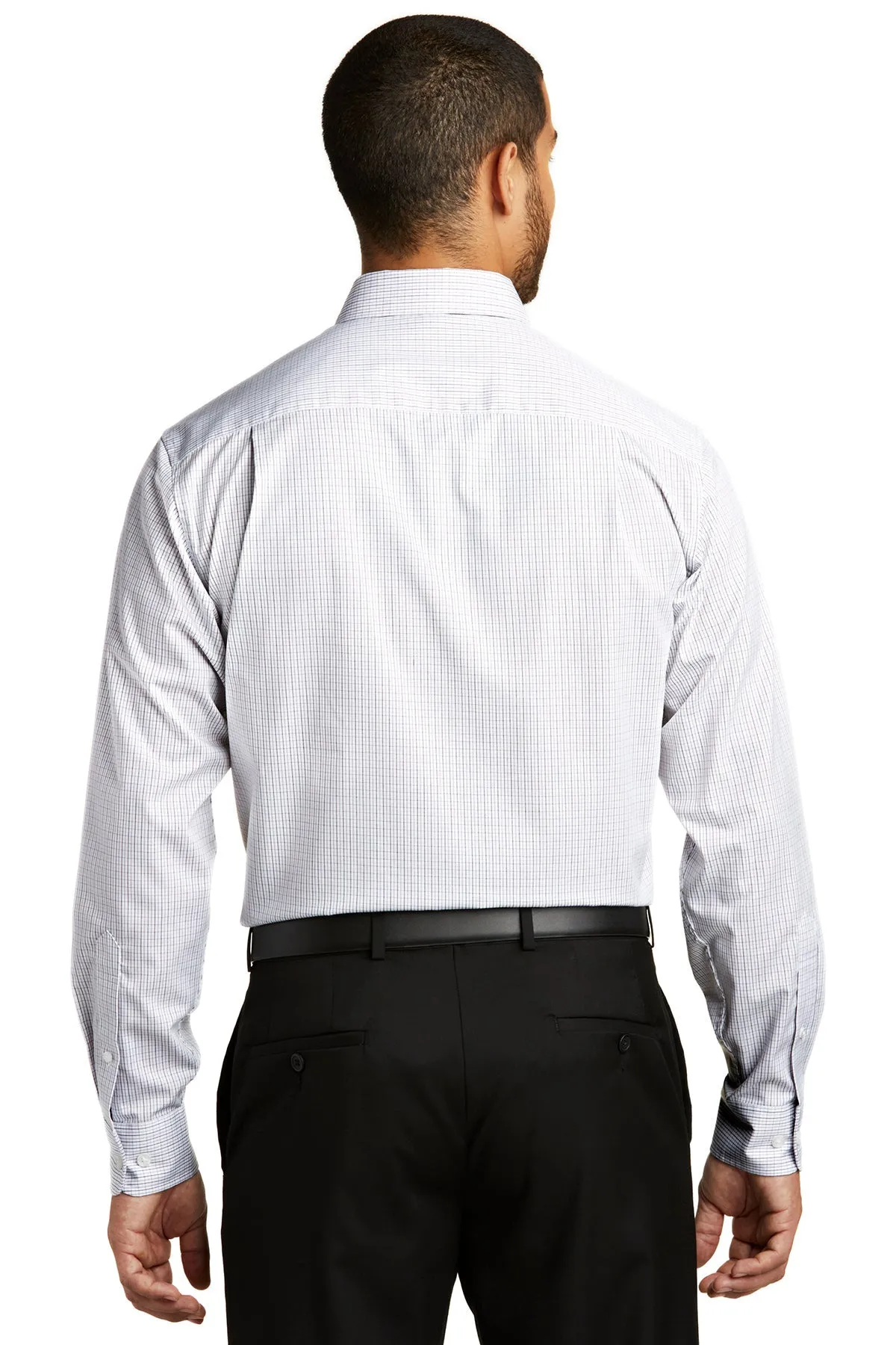 Port Authority Tattersall Easy Care Custom Shirts, White/ Dark Grey