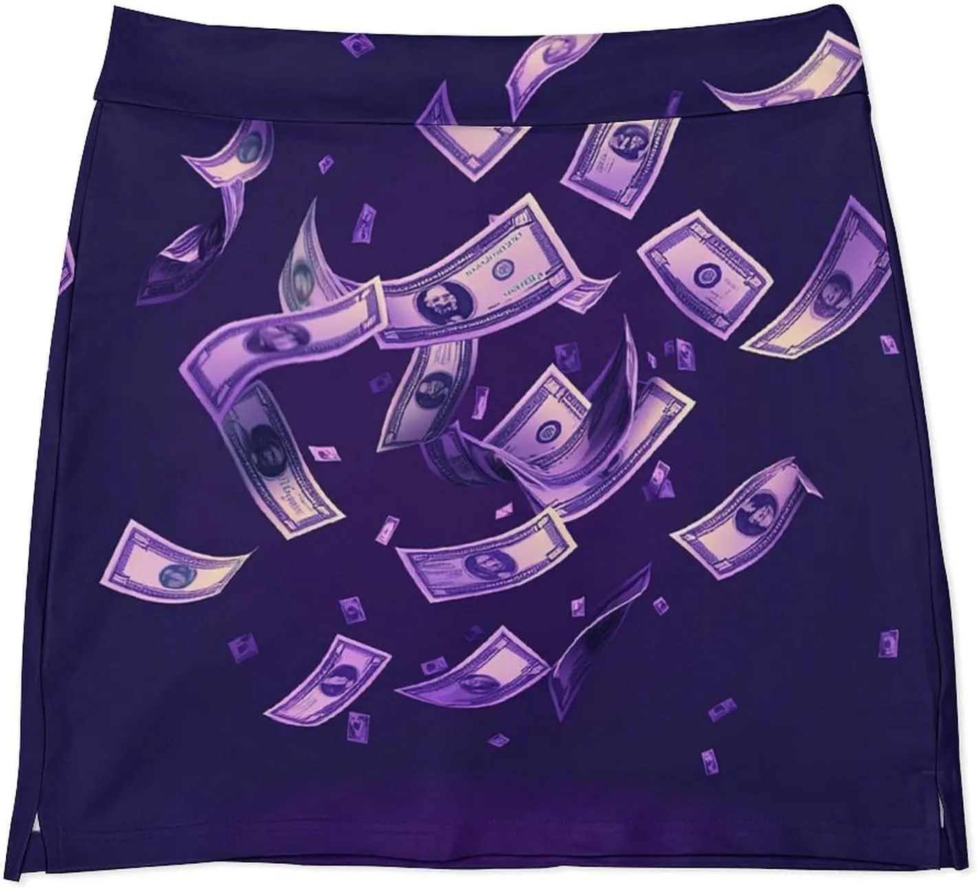 Psychedelic Purple Dollar Women's Mini Tennis Skirt with Shorts Underneath Athletic Workout Cute Skorts