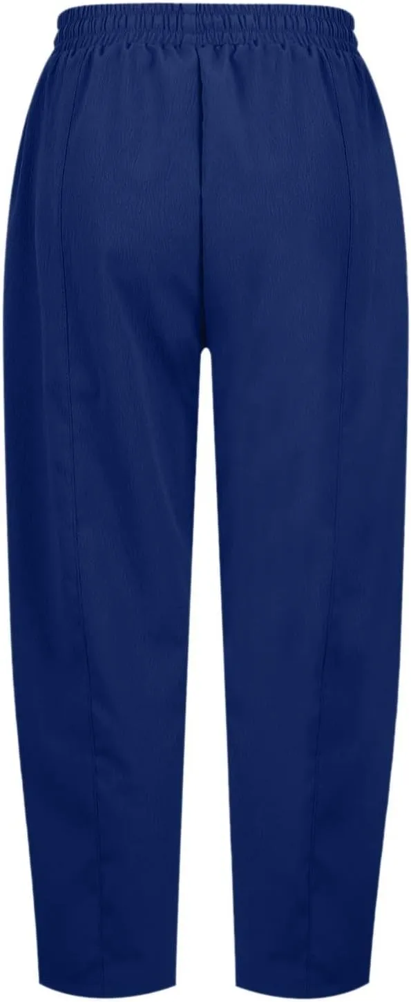 PTOLOCIF Womens Cotton Linen Pants Culottes Pants Elastic High Waist Wide Leg Palazzo Trousers Straight Leg Pant with Pockets