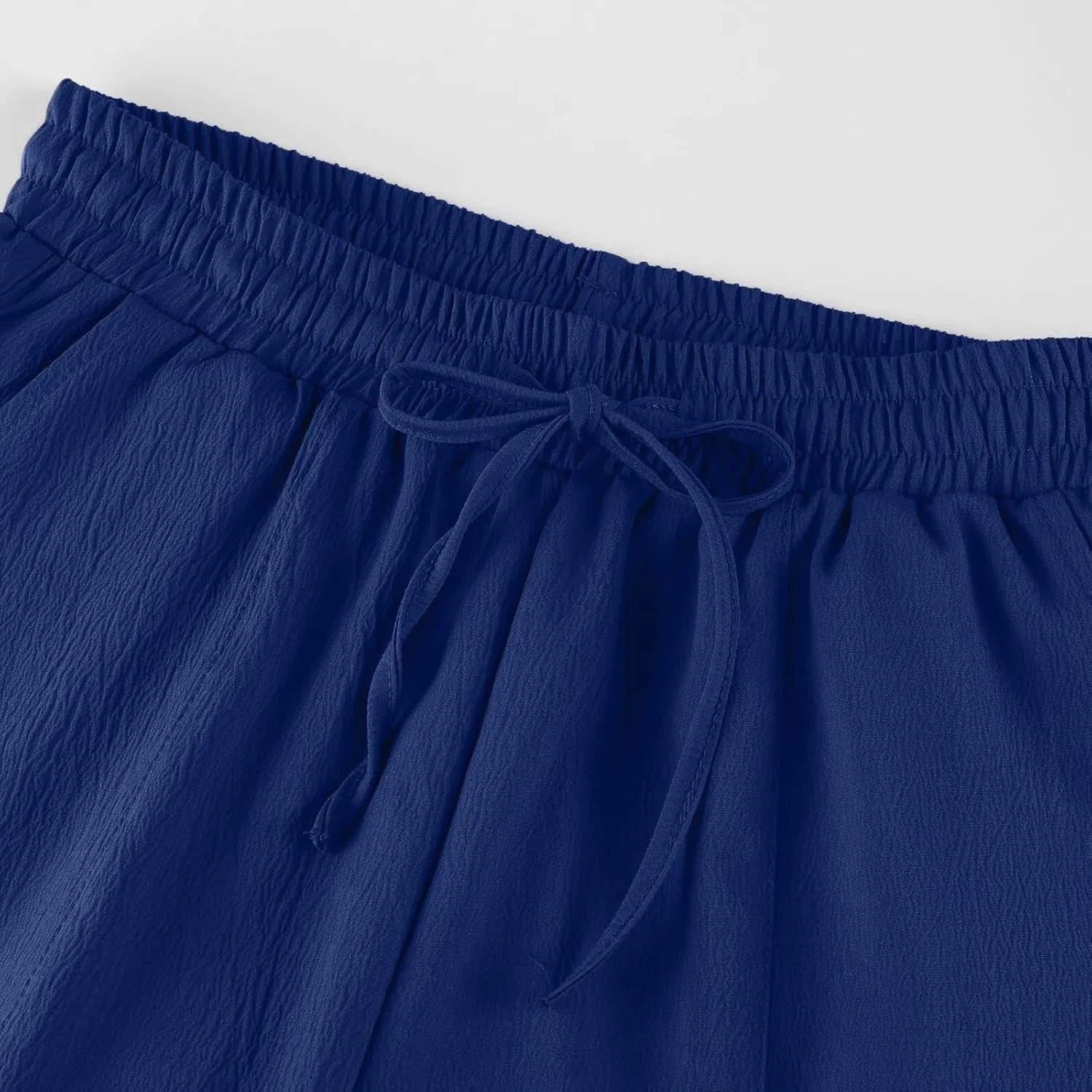 PTOLOCIF Womens Cotton Linen Pants Culottes Pants Elastic High Waist Wide Leg Palazzo Trousers Straight Leg Pant with Pockets