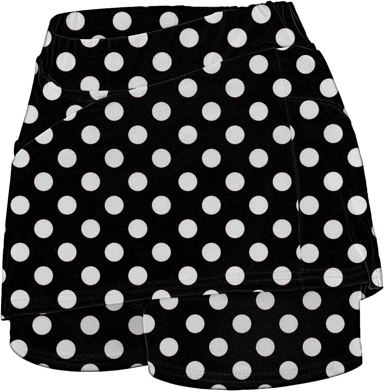 Red Polka Dot Skirt Elastic Yoga Culottes for Women Polka Dot Tiered High Wasited Skirts Tennis Shorts with Pockets