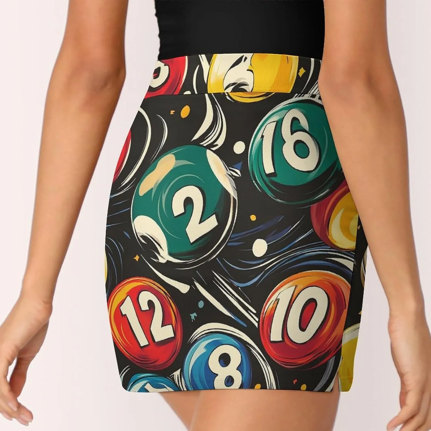 Retro Psychedelic Billiards Balls Women's Mini Tennis Skirt with Shorts Underneath Athletic Workout Cute Skorts
