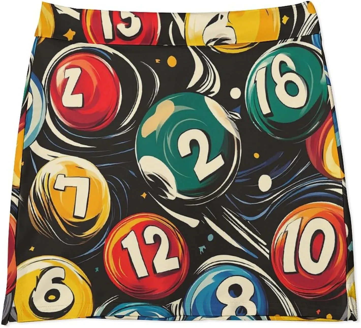 Retro Psychedelic Billiards Balls Women's Mini Tennis Skirt with Shorts Underneath Athletic Workout Cute Skorts