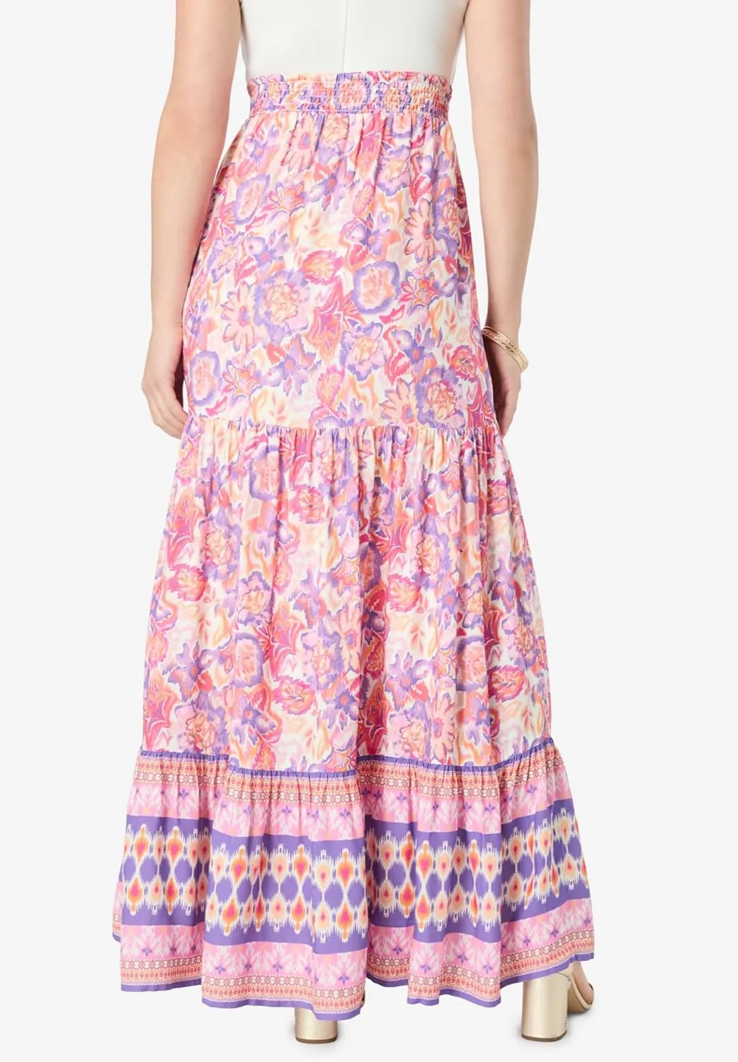 Roaman's Women's Plus Size Tiered Maxi Skirt