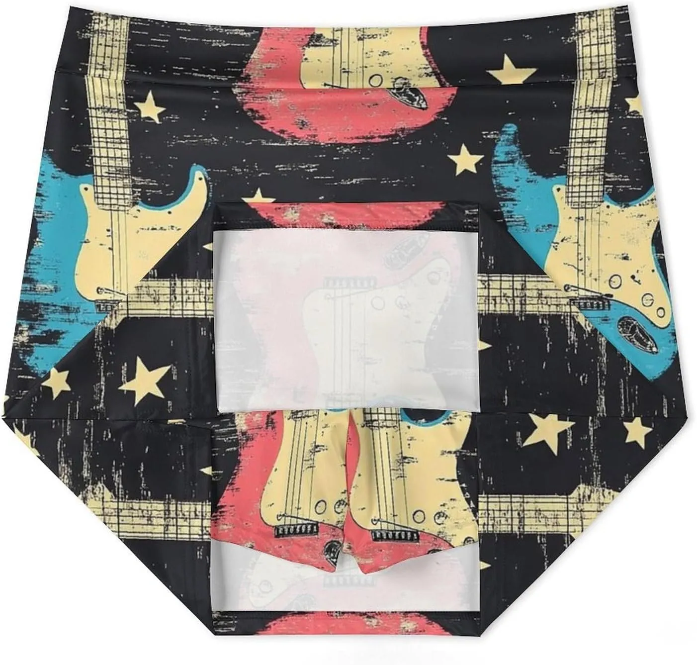 Rock Music with Colorful Guitar Women's Mini Tennis Skirt with Shorts Underneath Athletic Workout Cute Skorts