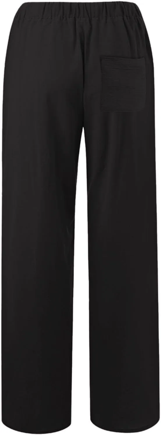 sdbrld Womens Cotton Linen Pants Casual Wide Leg Elastic Waisted Drawsting Trousers Summer Loose Comfy Pants with Pocket