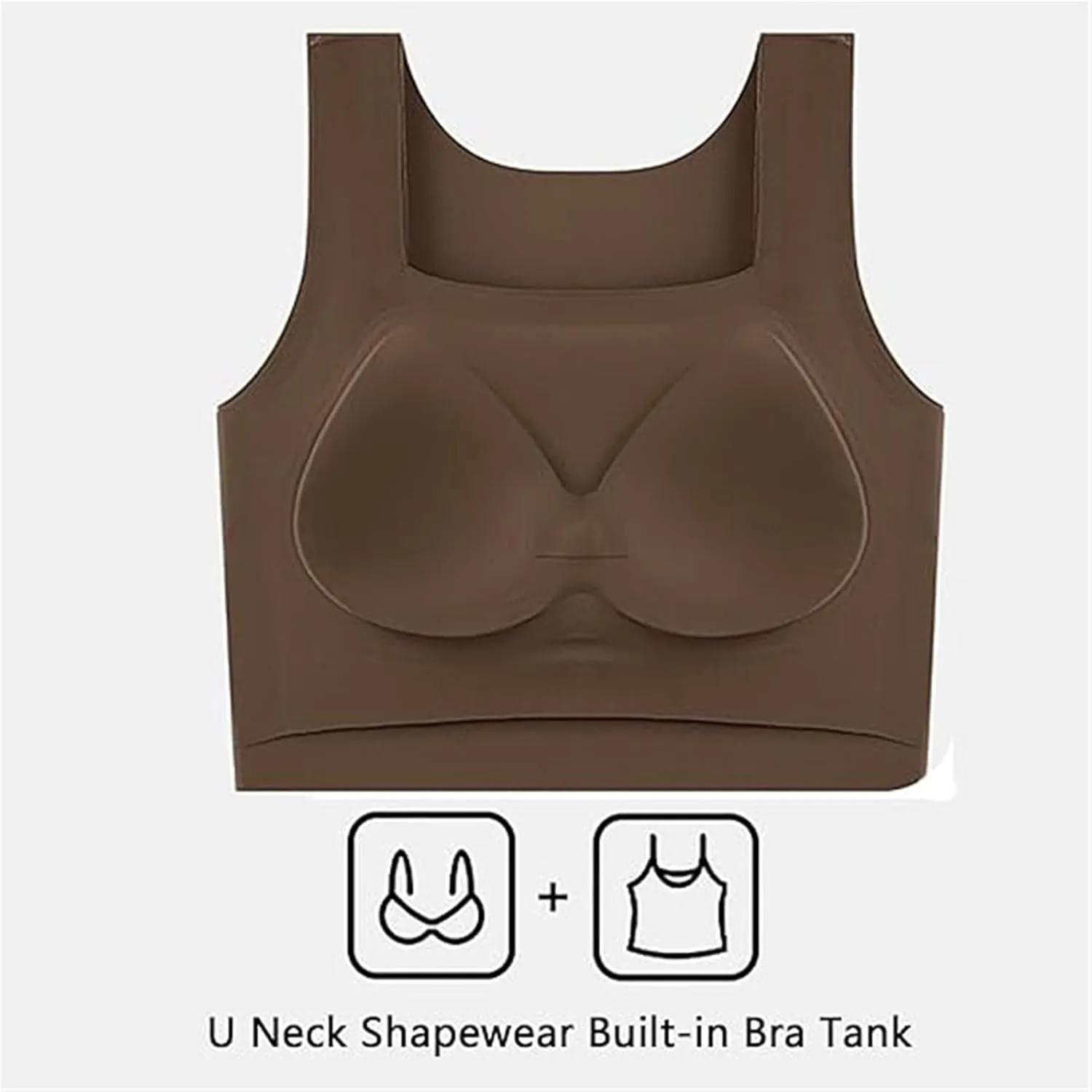 Shamfreshen U Neck Shapewear Built-in Bra Tank, Shamfreshen Tank Top, Women High Strechy Sleeveless Camisole Tank Top