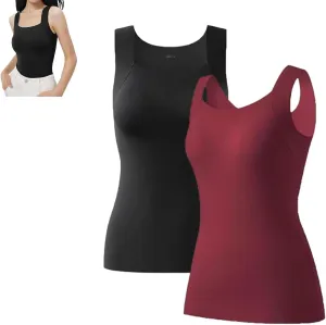 Shamfreshen U Neck Shapewear Built-in Bra Tank, Shamfreshen Tank Top, Women High Strechy Sleeveless Camisole Tank Top