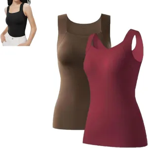 Shamfreshen U Neck Shapewear Built-in Bra Tank, Shamfreshen Tank Top, Women High Strechy Sleeveless Camisole Tank Top
