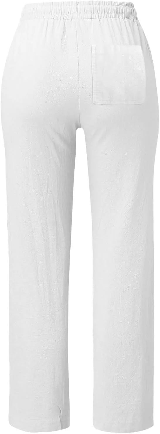 SHAOBGE Womens Casual Pants Straight Leg Drawstring Elastic High Waist Loose Comfy Trousers with Pockets