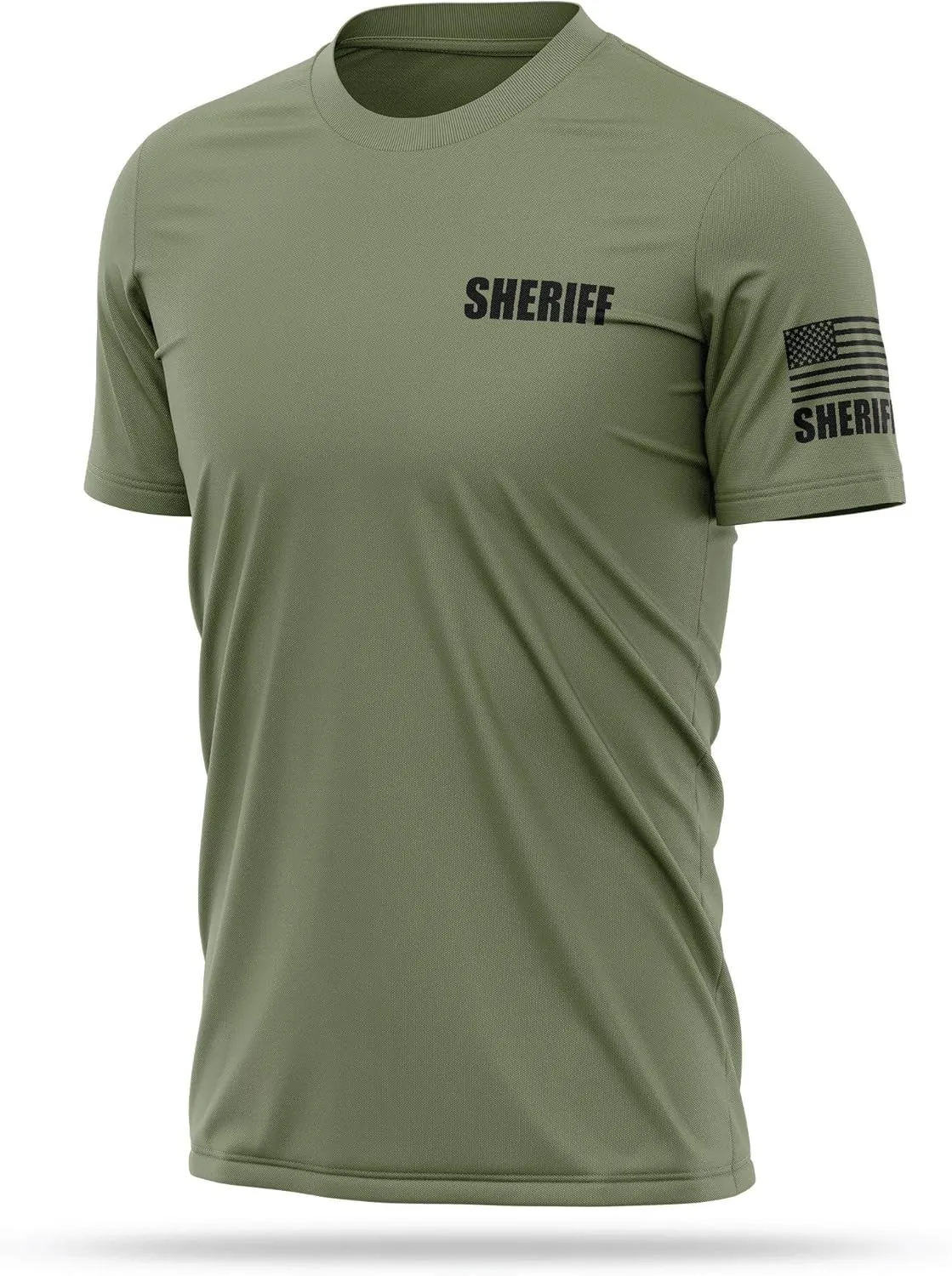 Sheriff Utility Shirts for Men | USA Patriotic Lightweight Tee | Micro Polyester, Moisture-Wicking Quick-Dry Comfort.