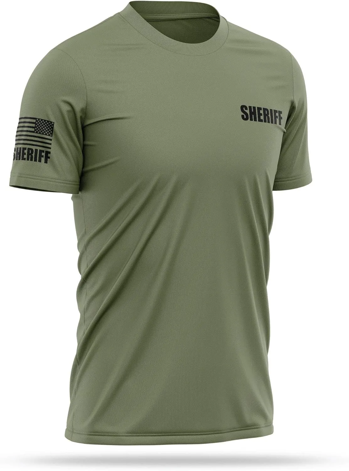 Sheriff Utility Shirts for Men | USA Patriotic Lightweight Tee | Micro Polyester, Moisture-Wicking Quick-Dry Comfort.