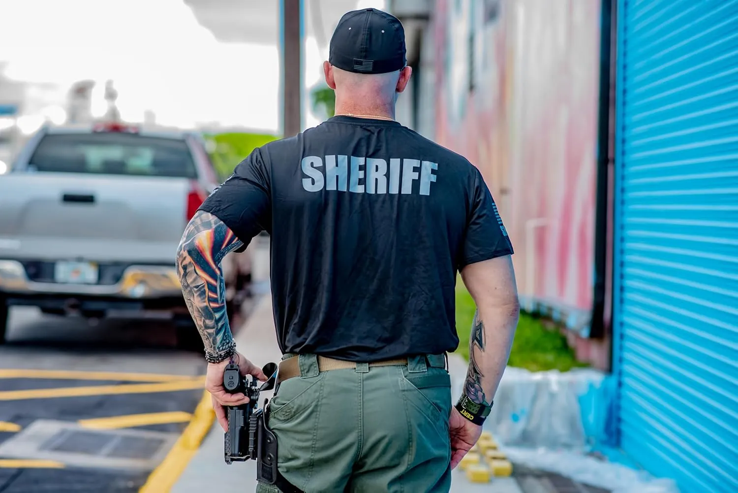 Sheriff Utility Shirts for Men | USA Patriotic Lightweight Tee | Micro Polyester, Moisture-Wicking Quick-Dry Comfort.