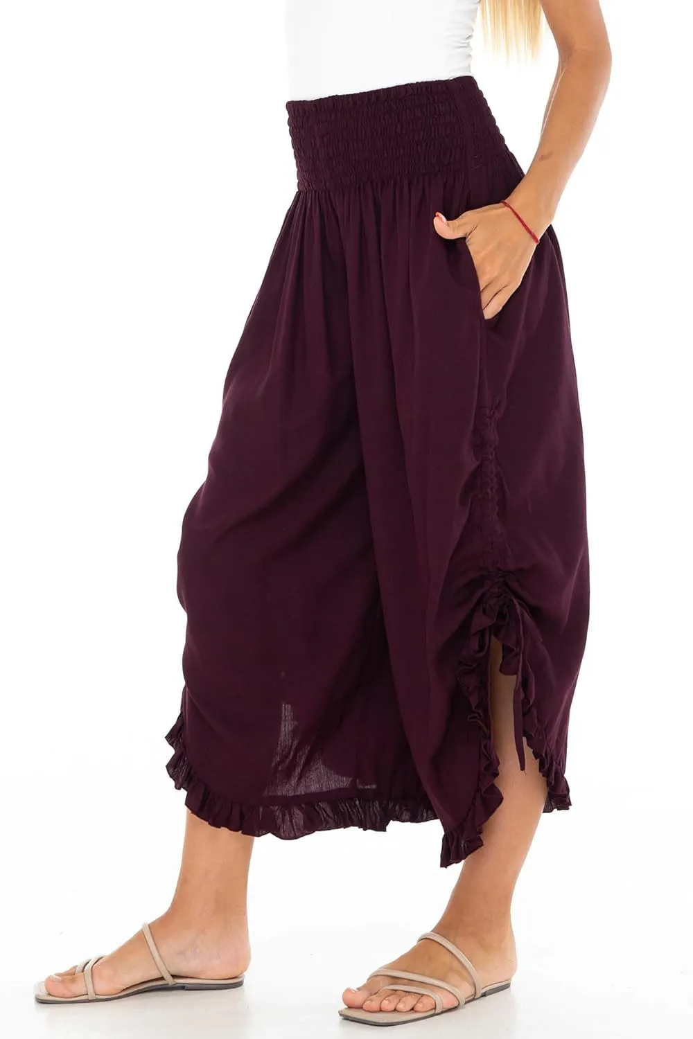 SHU-SHI Trousers Ladies Culottes for Women Gaucho Outfit Cropped Summer Pants