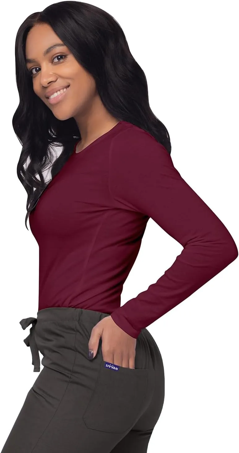 Sivvan Scrubs for Women - Long Sleeve Comfort Underscrub Tee 3-Pack