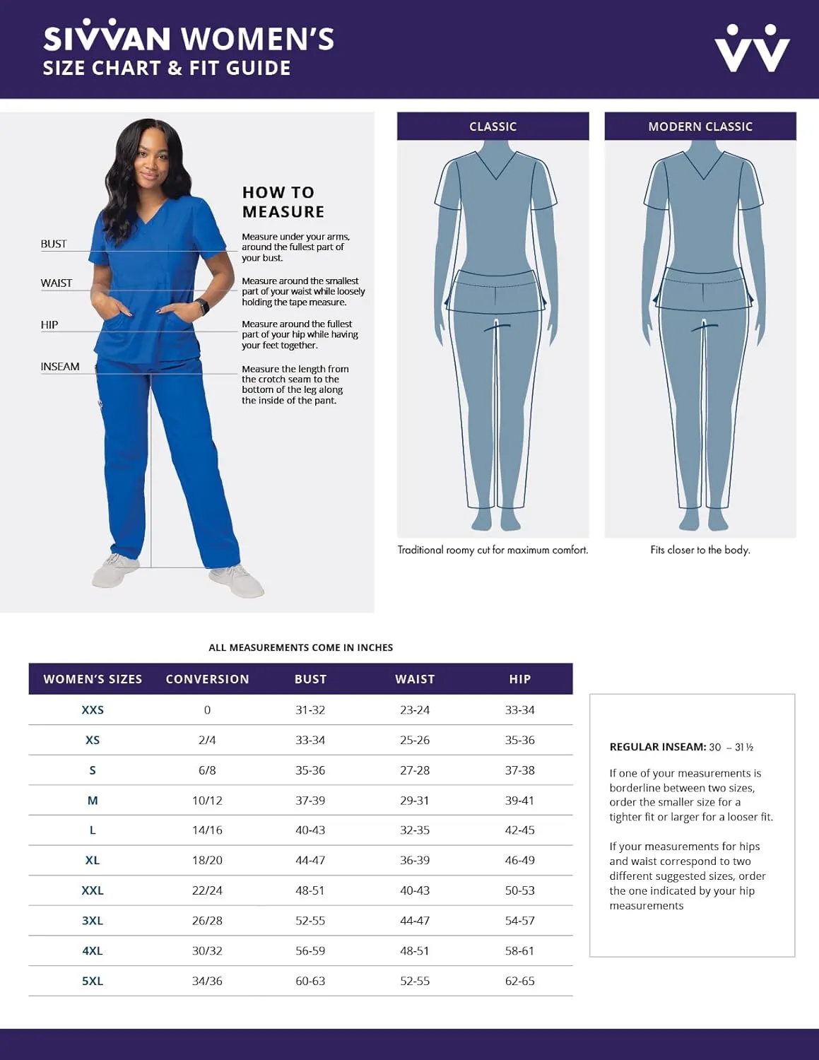 Sivvan Scrubs for Women - Long Sleeve Comfort Underscrub Tee 3-Pack