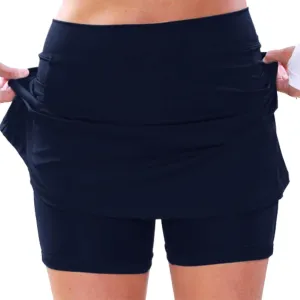 Skorts for Women Lightweight High Waisted Solid Color Athletic Tennis Golf Skirts Summer Yoga Culottes with Pocketof The Day A5Navy, XL