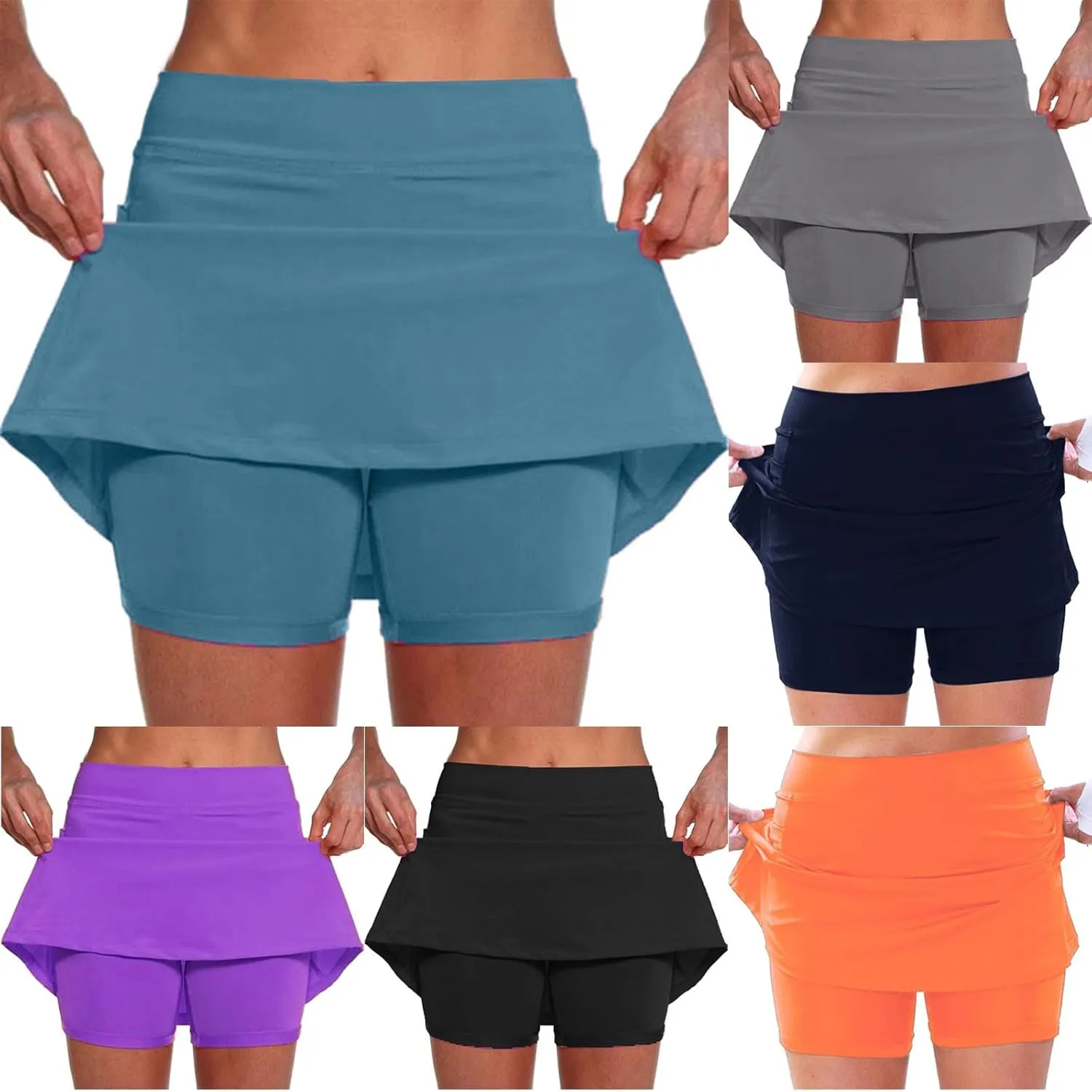 Skorts for Women with Pocket Elastic Yoga Culottes for Women Lightweight Skirt Shorts for Running Tennis Golf Sports
