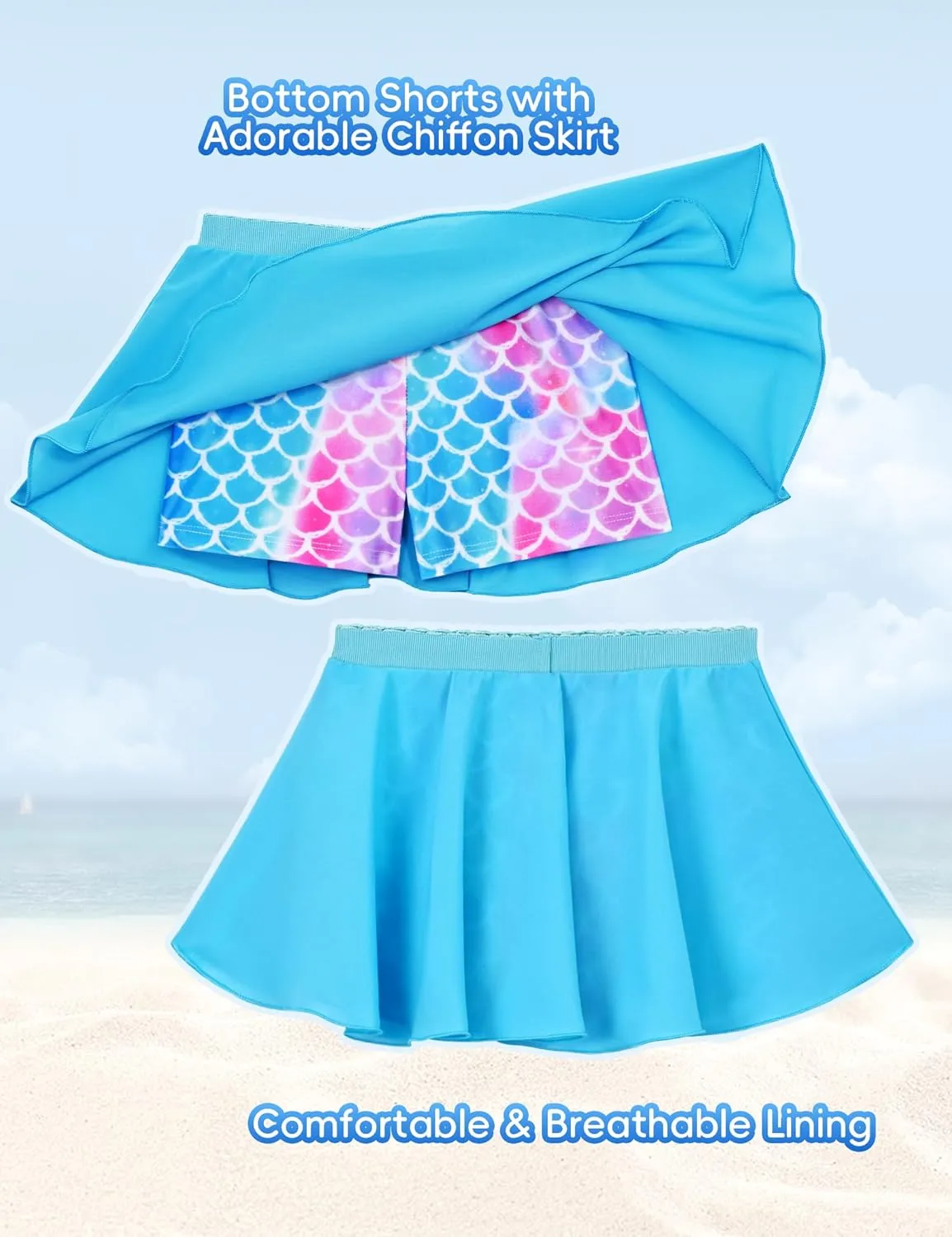 Snowheart Girls Rash Guard Swimsuit Set Long Sleeve Bathing Suit Two Piece 3-12 Years
