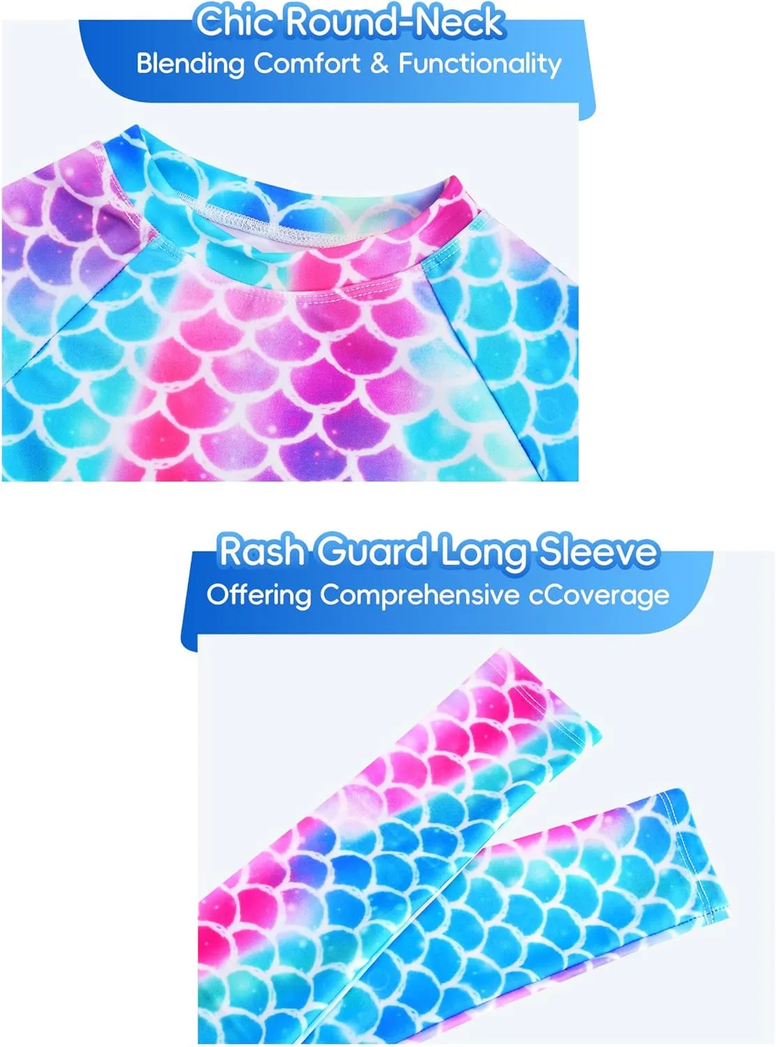Snowheart Girls Rash Guard Swimsuit Set Long Sleeve Bathing Suit Two Piece 3-12 Years