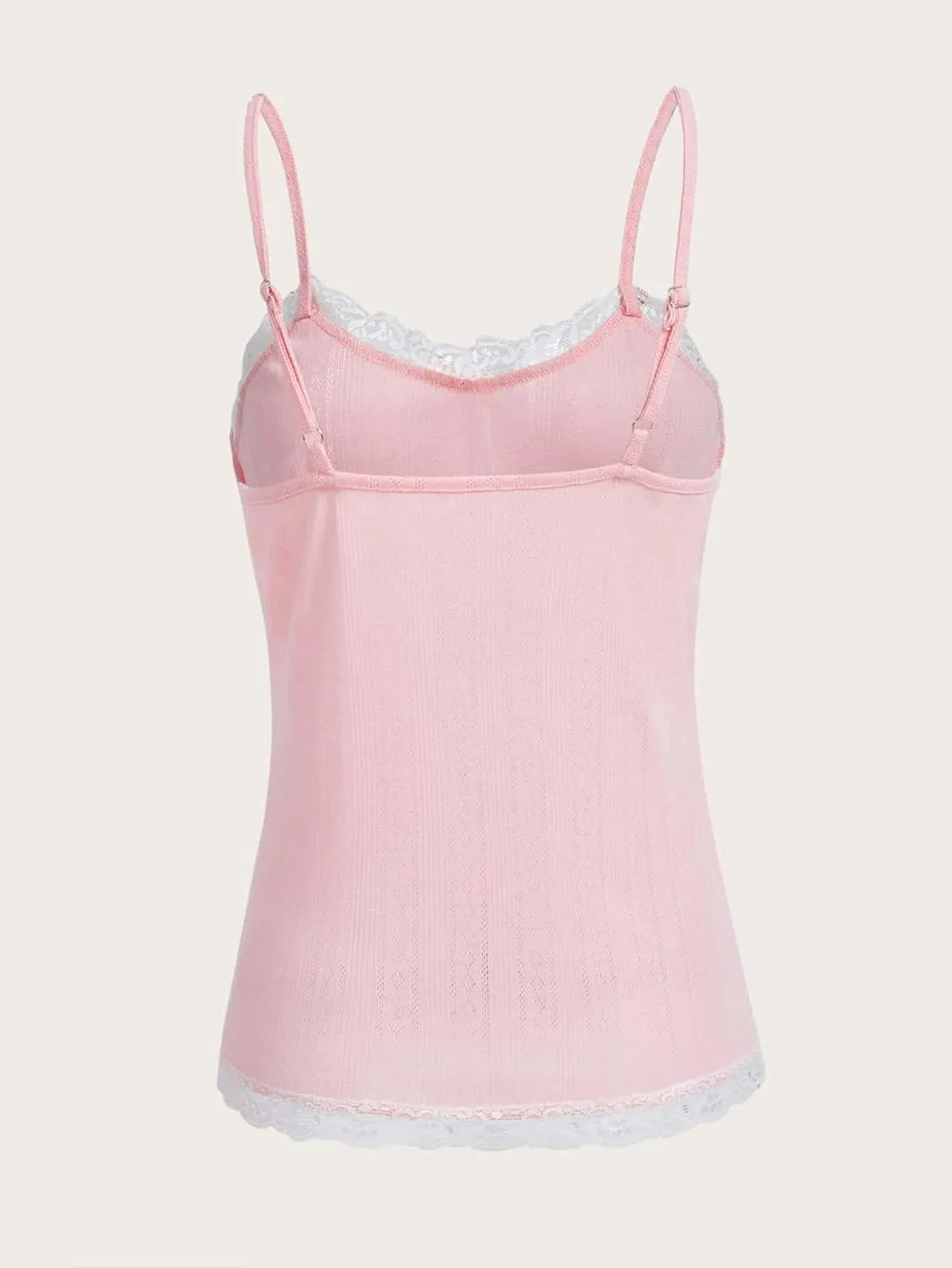 SOLY HUX Women's Lace Trim Cami Top Bow Spaghetti Strap Camisole Summer Tops