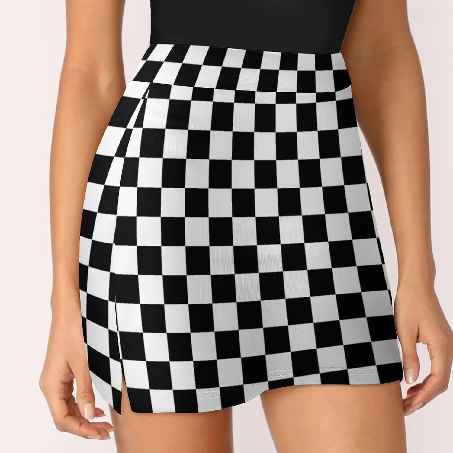 Square Checkered Flag Women's Mini Tennis Skirt with Shorts Underneath Athletic Workout Cute Skorts