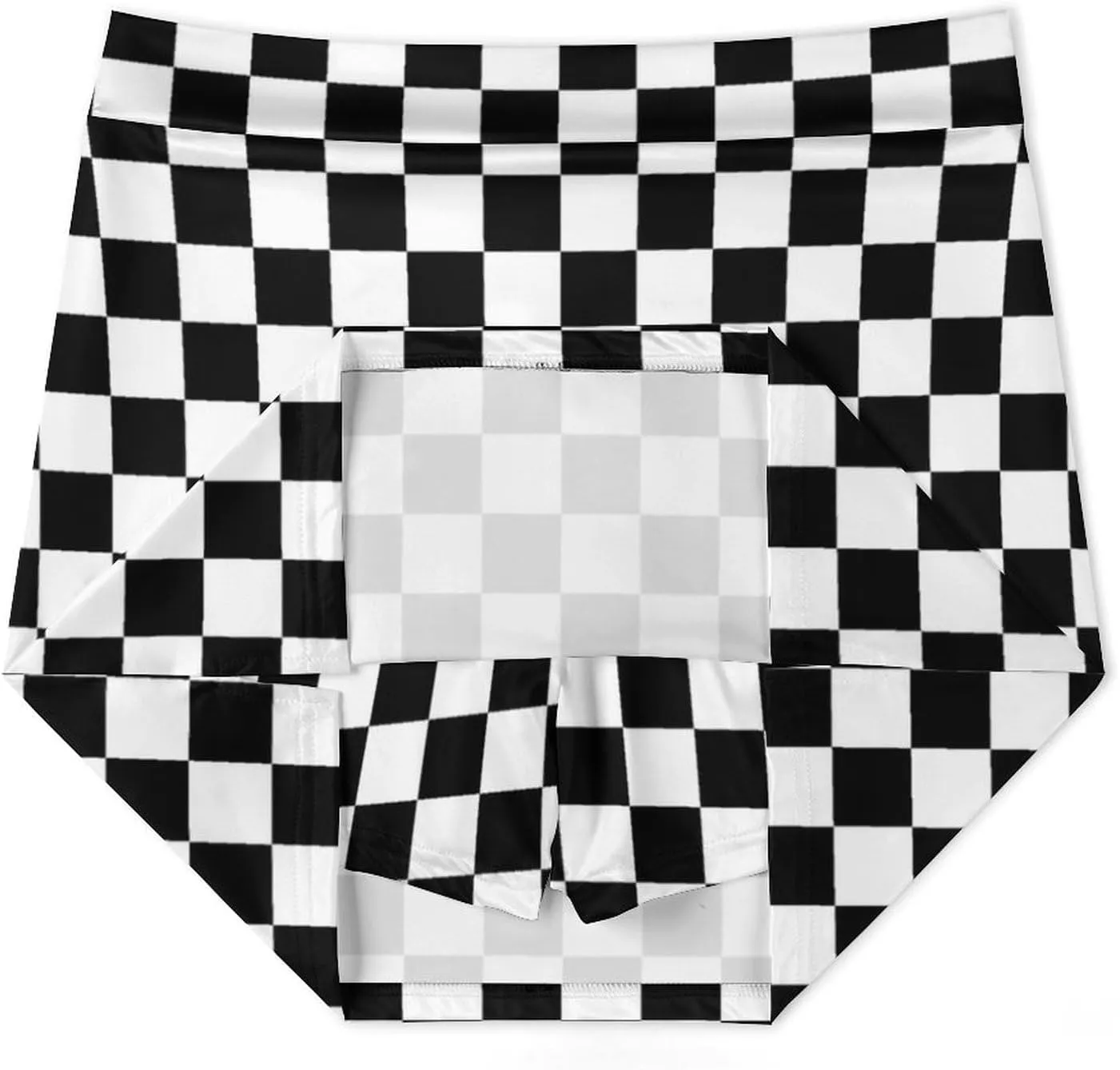 Square Checkered Flag Women's Mini Tennis Skirt with Shorts Underneath Athletic Workout Cute Skorts