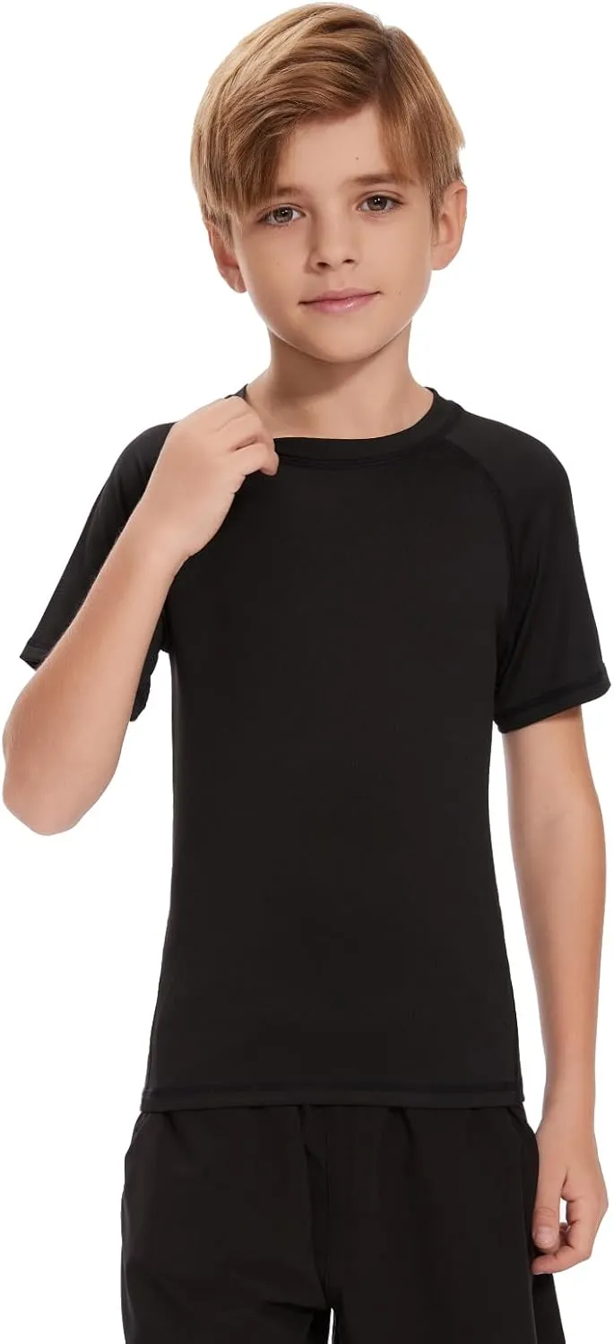Star Vibe Boys Compression Shirt Short Sleeve Quick Dry Athletic Shirts Kids Sports Base Layer Performance Summer Tops