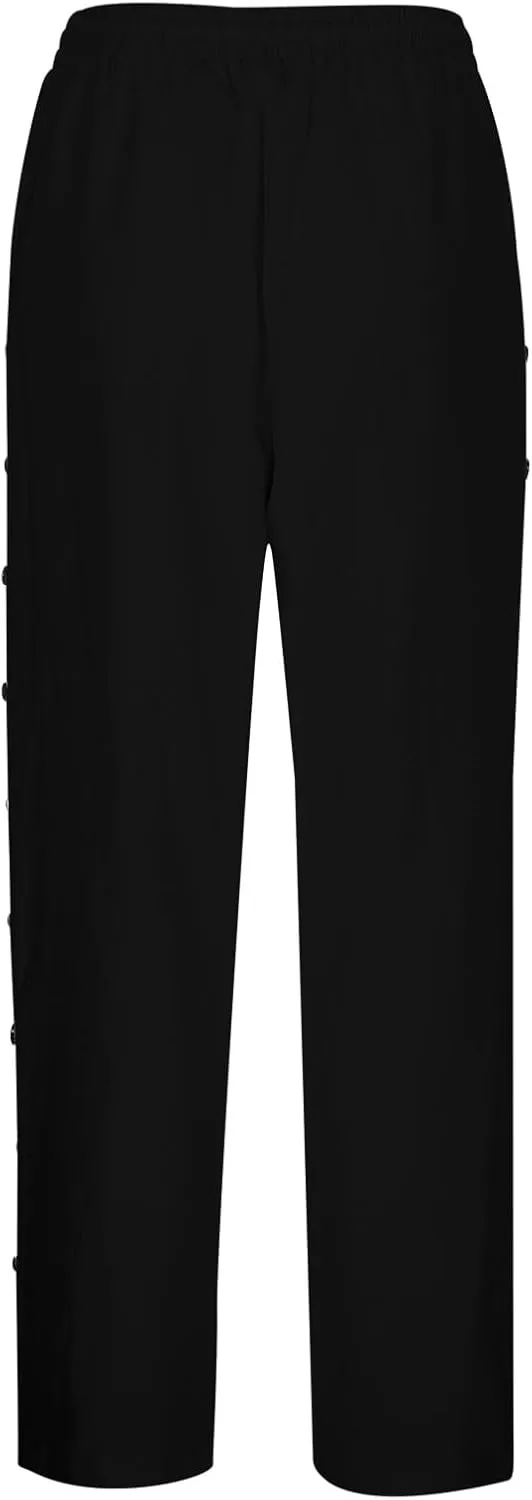 Summer Pants for Women 2025 Trendy Summer Vacation Side Button Elastic Waist Straight Leg Casual Cropped Trousers