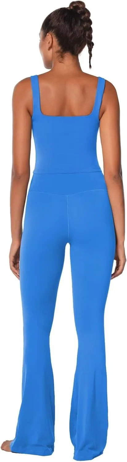 Sunzel Women's Double Lined Tank Top, Sleeveless Square Neck Crop Top, Yoga & Fitness Fitted Workout Casual Activewear Shirt