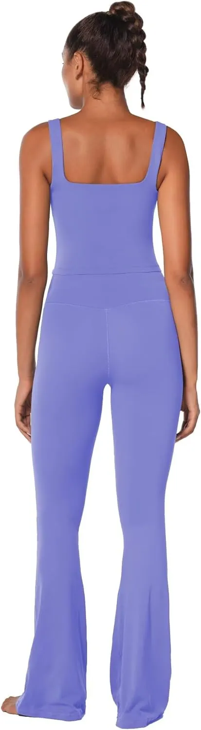 Sunzel Women's Double Lined Tank Top, Sleeveless Square Neck Crop Top, Yoga & Fitness Fitted Workout Casual Activewear Shirt